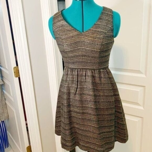 Anthropologie Moulinette Soeurs Shimmer Metallic Tweed Fit and Flare Dress - Picture 10 of 15